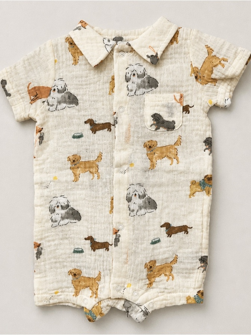 Angel Dear Cream Baby Romper with Dog Print 3-6 months NWT